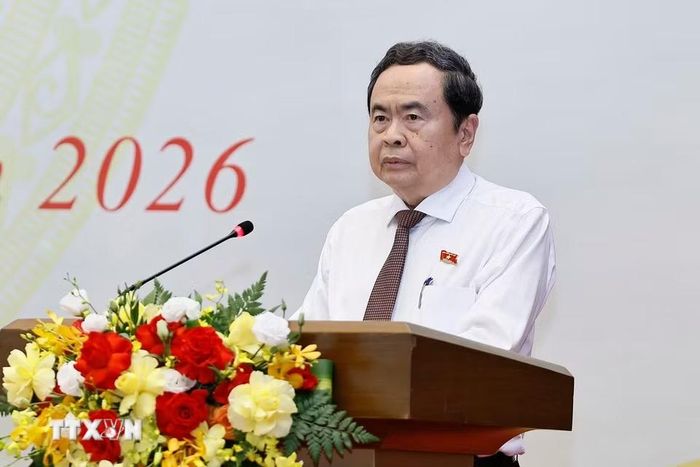 Chủ tịch Quốc hội Trần Thanh Mẫn phát biểu khai mạc Hội nghị. (Ảnh: Doãn Tấn/TTXVN)