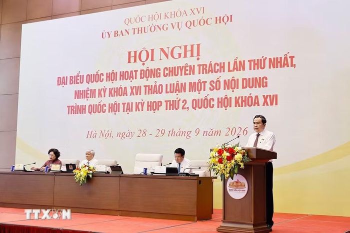 Chủ tịch Quốc hội Trần Thanh Mẫn phát biểu khai mạc Hội nghị. (Ảnh: Doãn Tấn/TTXVN)