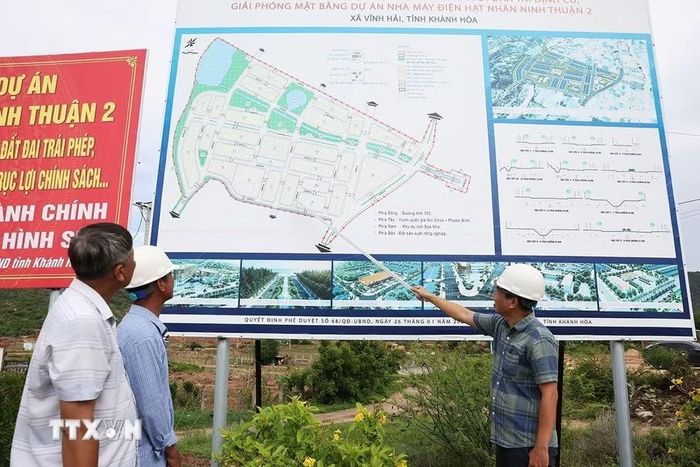 Sơ đồ khu tái định cư Nhà máy điện hạt nhân Ninh Thuận 2, tổng diện tích 31,8 ha, thuộc địa bàn xã Vĩnh Hải, tỉnh Khánh Hòa. (Ảnh: Vũ Sinh/TTXVN)