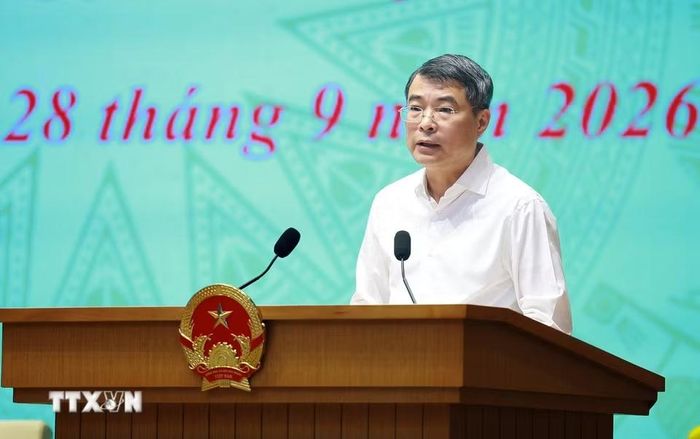Thủ tướng Lê Minh Hưng, Trưởng Ban Chỉ đạo 57 Trung ương chủ trì phiên họp. (Ảnh: Dương Giang/TTXVN)
