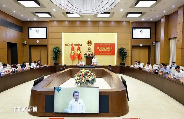 Ủy viên Bộ Chính trị, Bí thư Đảng ủy Quốc hội, Chủ tịch Quốc hội Trần Thanh Mẫn phát biểu. (Ảnh: Doãn Tấn/TTXVN)