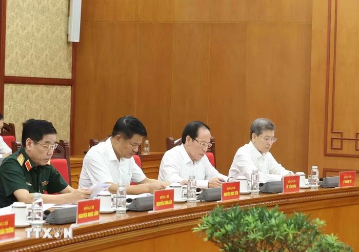 Các đại biểu tham dự buổi làm việc. (Ảnh: Thống Nhất/TTXVN)
