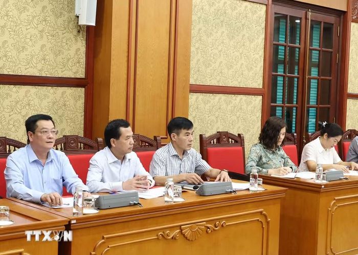 Các đại biểu tham dự buổi làm việc. (Ảnh: Thống Nhất/TTXVN)