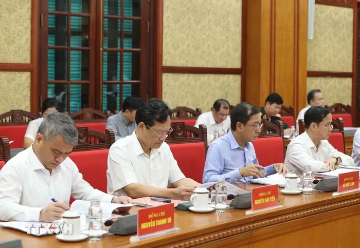 Các đại biểu tham dự buổi làm việc. (Ảnh: Thống Nhất/TTXVN)