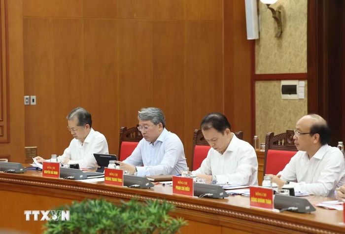 Các đại biểu tham dự buổi làm việc. (Ảnh: Thống Nhất/TTXVN)