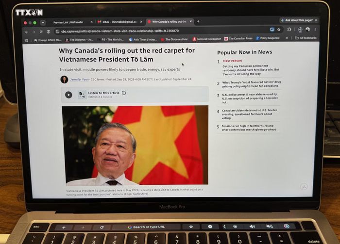 Trang CBC của Canada đưa tin về chuyến thăm của Tổng Bí thư, Chủ tịch nước Tô Lâm.