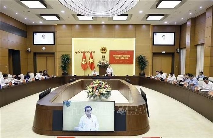 Uỷ viên Bộ Chính trị, Bí thư Đảng uỷ Quốc hội, Chủ tịch Quốc hội Trần Thanh Mẫn phát biểu. Ảnh: Doãn Tấn/TTXVN