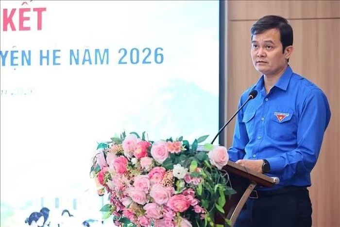 Đồng chí Bùi Quang Huy, Ủy viên Trung ương Đảng, Bí thư thứ nhất Trung ương Đoàn phát biểu kết luận. Ảnh: Minh Đức/TTXVN