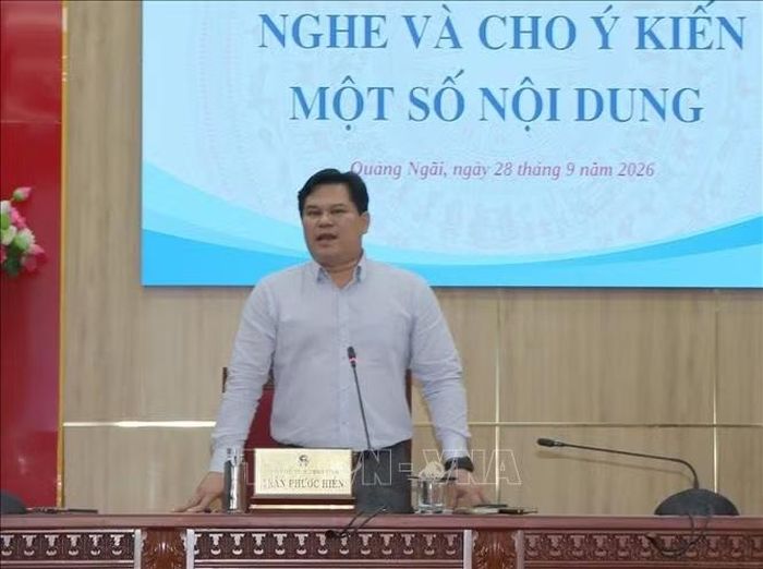 Ông Trần Phước Hiền, Phó Chủ tịch UBND tỉnh Quảng Ngãi phát biểu tại buổi họp.