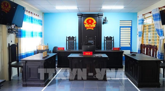 Phòng xét xử của Tòa án nhân dân Khu vực 11, tỉnh Tây Ninh. Ảnh: Minh Phú - TTXVN