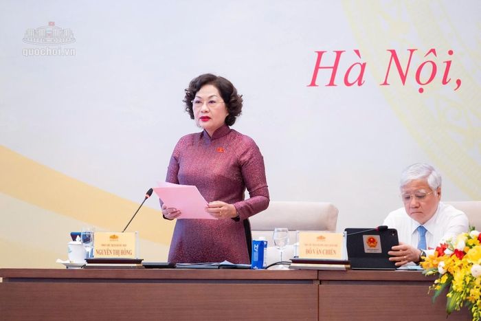 Phó Chủ tịch Quốc hội Nguyễn Thị Hồng điều hành nội dung phiên thảo luận. Ảnh: Cổng thông tin điện tử Quốc hội.