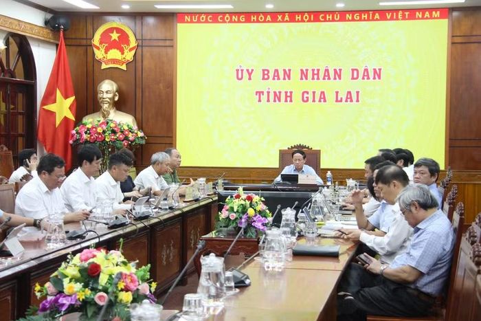  Chủ tịch UBND tỉnh Gia Lai Phạm Anh Tuấn chủ trì phiên họp tại điểm cầu trụ sở UBND tỉnh (phường Quy Nhơn). Ảnh: T.L 