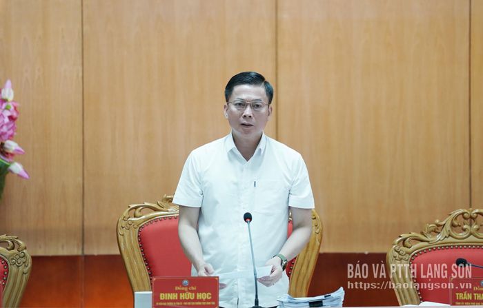 Đồng chí Đinh Hữu Học, Ủy viên Ban Thường vụ Tỉnh ủy, Phó Chủ tịch Thường trực UBND tỉnh phát biểu kết luận các nội dung tại phiên họp