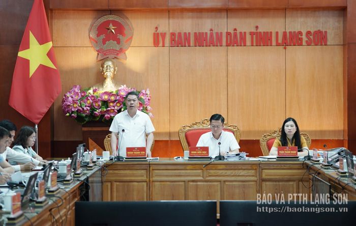 Đồng chí Đoàn Thanh Sơn, Phó Chủ tịch UBND tỉnh phát biểu tại phiên họp