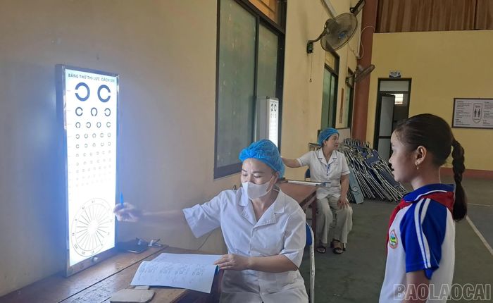 Kết quả thăm khám cho thấy, nhiều học sinh mắc bệnh về mắt.