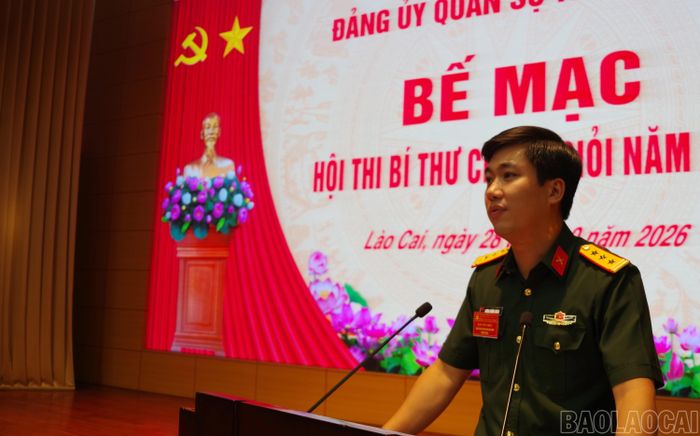 Thượng tá Lương Hoàng Giang - Phó Bí thư Thường trực Đảng ủy Quân sự tỉnh, Chính ủy Bộ Chỉ huy Quân sự tỉnh phát biểu bế mạc Hội thi.
