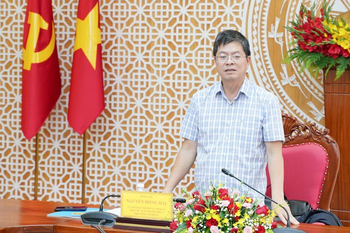 Ủy viên Ban Thường vụ Tỉnh ủy, Phó Chủ tịch Thường trực UBND tỉnh Nguyễn Hồng Hải phát biểu kết luận tại buổi làm việc 