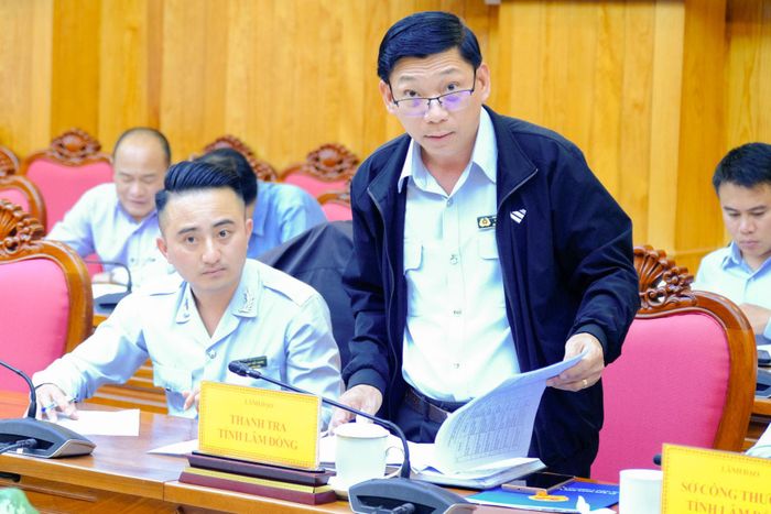 Ông Trần Mậu Dũng, Phó Chánh Thanh tra tỉnh Lâm Đồng phát biểu tại buổi làm việc