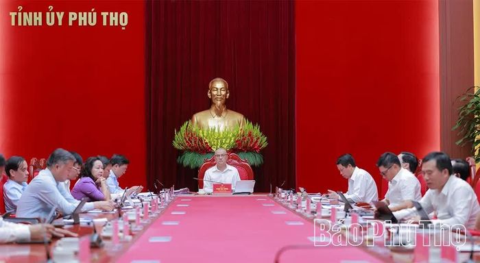 Quang cảnh hội nghị tại điểm cầu tỉnh Phú Thọ.
