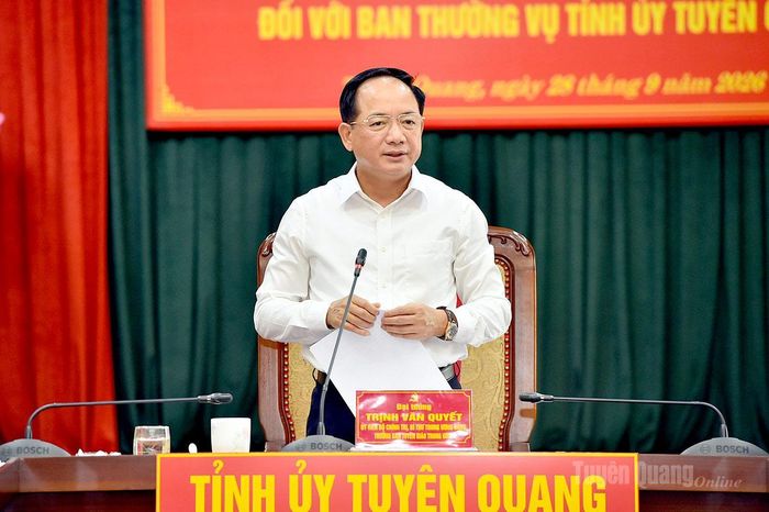Đồng chí Trinh Văn Quyết, Trưởng Ban Tuyên giáo Trung ương phát biểu kết luận hội nghị.