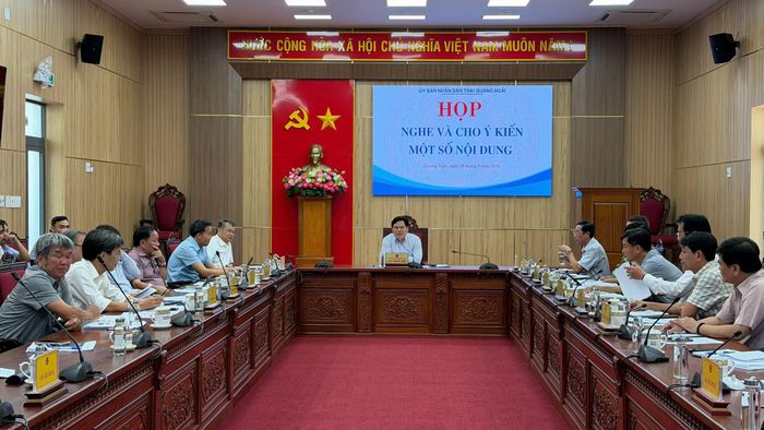 Phó chủ tịch UBND tỉnh Quảng Ngãi Trần Phước Hiền chủ trì làm việc với chủ các mỏ đá trên địa bàn. (Ảnh: Lê Danh).