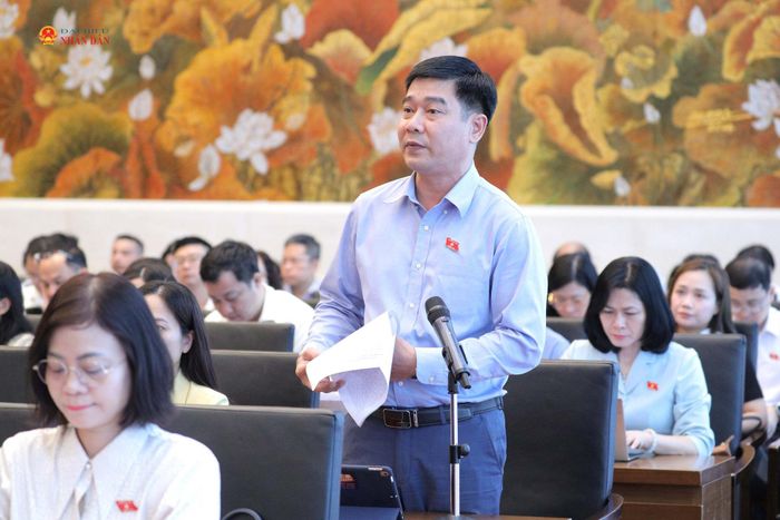 ĐBQH hoạt động chuyên trách tại Ủy ban Pháp luật và Tư pháp Lê Thanh Hoàn phát biểu. Ảnh: Hồ Long