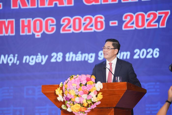 PGS.TS. Bùi Hữu Toàn, Giám đốc Học viện Ngân hàng, phát biểu tại Lễ Khai giảng