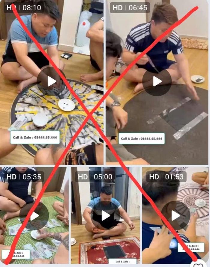 Đối tượng Vũ Văn Tiến và đồng bọn dàn dựng các video đánh bạc, lồng ghép nội dung quảng cáo để bán thiết bị gian lận “cờ bạc bịp”.