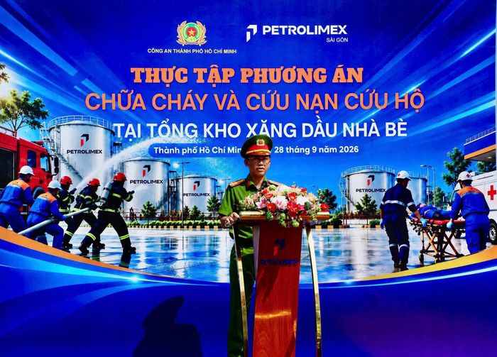 Thượng tá Nguyễn Chí Thành, Phó trưởng Phòng PC07 - Phó Trưởng Ban chỉ huy thực tập phát biểu