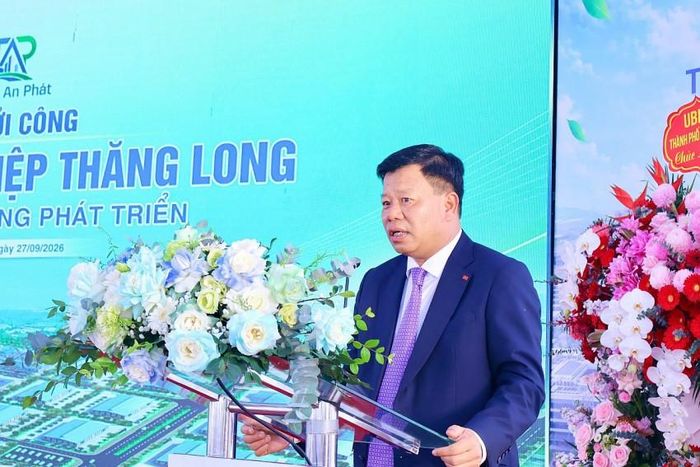  Phó Chủ tịch UBND thành phố Lê Trung Kiên phát biểu tại Lễ khởi công. Nguồn CTTĐTTP