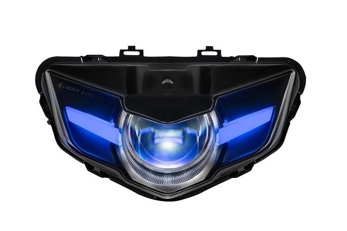 Đèn BI-LED Projector thế hệ mới định vị màu xanh dành cho xe máy Yamaha Exciter 150