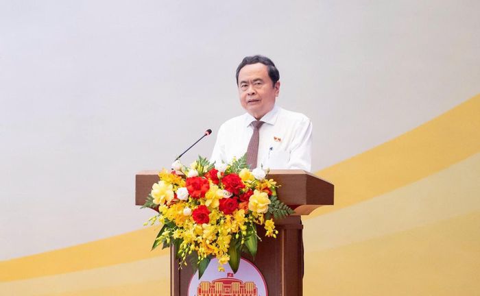 Chủ tịch Quốc hội Trần Thanh Mẫn phát biểu khai mạc hội nghị. Ảnh: media.quochoi.vn
