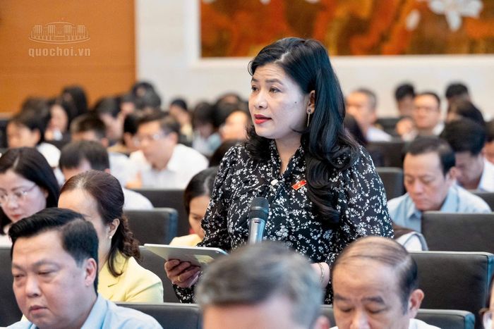 Đại biểu Đàng Thị Mỹ Hương (Đoàn Khánh Hòa) phát biểu. Ảnh: quochoi.vn