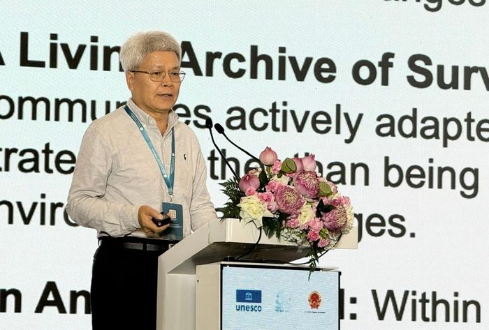 PGS.TS Trần Tân Văn, Trưởng tiểu ban chuyên môn về công viên địa chất (CVĐC) toàn cầu Việt Nam thuộc Ủy ban Quốc gia UNESCO Việt Nam. Ảnh: Kiều Thoan Thu