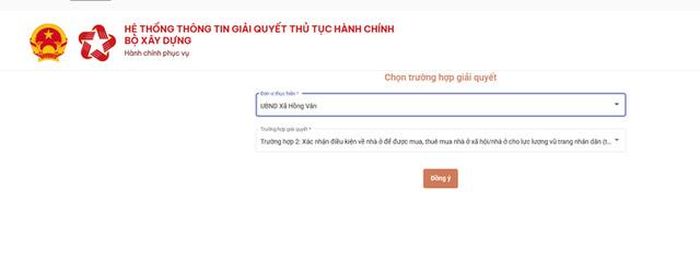 Hệ thống thông tin giải quyết thủ tục hành chính của Bộ Xây dựng.