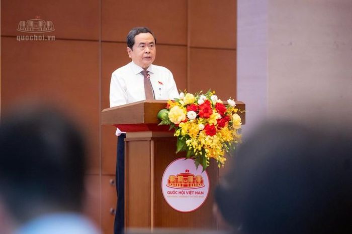 Chủ tịch Quốc hội Trần Thanh Mẫn phát biểu khai mạc Hội nghị. Ảnh: Media Quốc hội