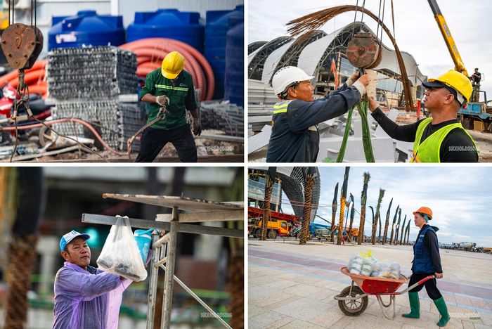 Công nhân hối hả thi công các công trình phục vụ APEC 2027 tại Phú Quốc. Ảnh: Hoàng Hà