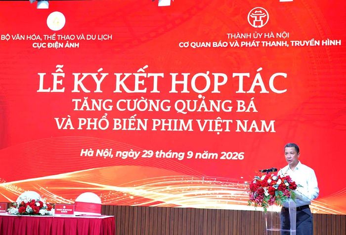 Phát biểu tại lễ ký kết, ông Nguyễn Kim Khiêm - Phó Giám đốc Cơ quan Báo và Phát thanh, Truyền hình Hà Nội cho biết: Đây là sự hợp tác có ý nghĩa thiết thực, kết nối nguồn lực, thế mạnh của cơ quan quản lý nhà nước về điện ảnh và hệ thống báo chí phát thanh truyền hình và các nền tảng số của cơ quan báo chí phát thanh truyền hình Hà Nội, cùng hướng tới mục tiêu đưa các giá trị của điện ảnh Việt Nam đến gần hơn với công chúng.