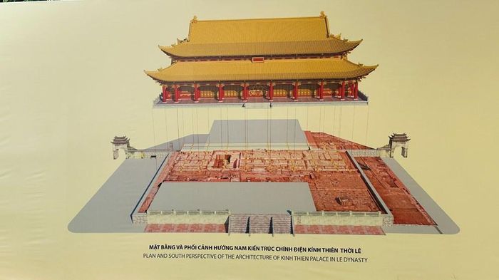 Mặt bằng và phối cảnh kiến trúc điện Kính Thiên (ảnh chụp từ phối cảnh)