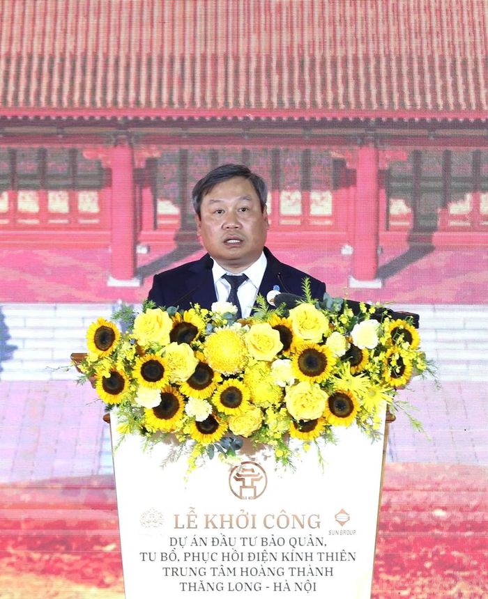 Chủ tịch UBND TP Hà Nội Vũ Đại Thắng phát biểu tại buổi lễ