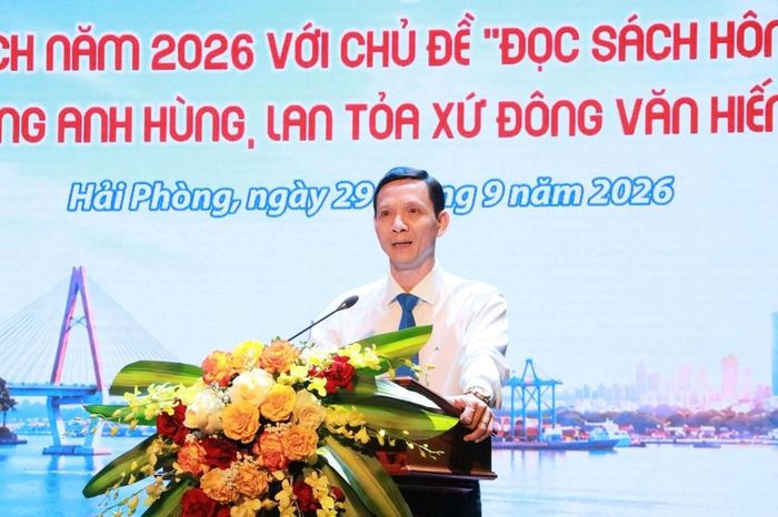 Phó Giám đốc Sở VHTTDL Hải Phòng, Trưởng ban Tổ chức cuộc thi Đỗ Thanh Bình phát biểu. Ảnh: Ban Chuyên đề ANHP