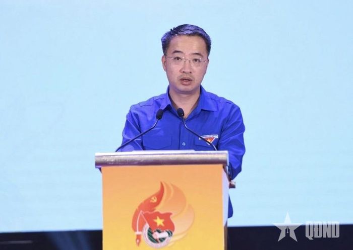 Đồng chí Nguyễn Tường Lâm, Bí thư Trung ương Đoàn, Chủ nhiệm Ủy ban Kiểm tra Trung ương Đoàn phát biểu tại lễ trao giải.