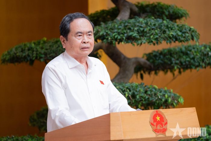  Chủ tịch Quốc hội Trần Thanh Mẫn phát biểu tại hội nghị. Ảnh: VŨ HIẾU 