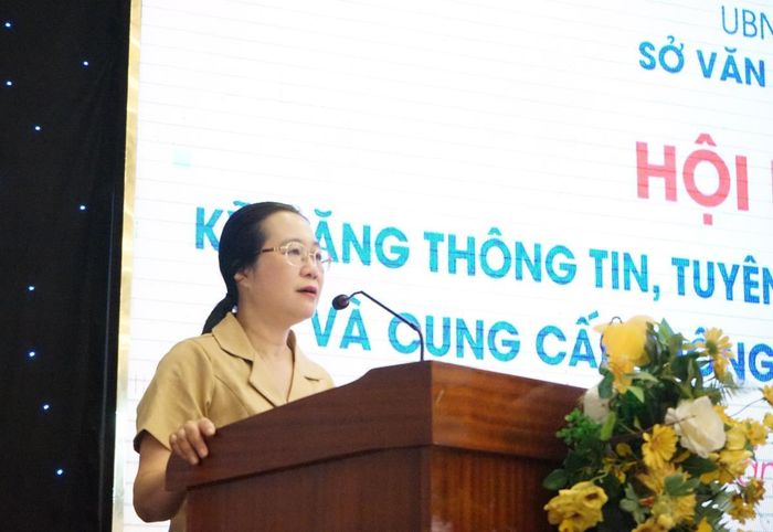 Đồng chí Nguyễn Thu Phương phát biểu tại hội nghị