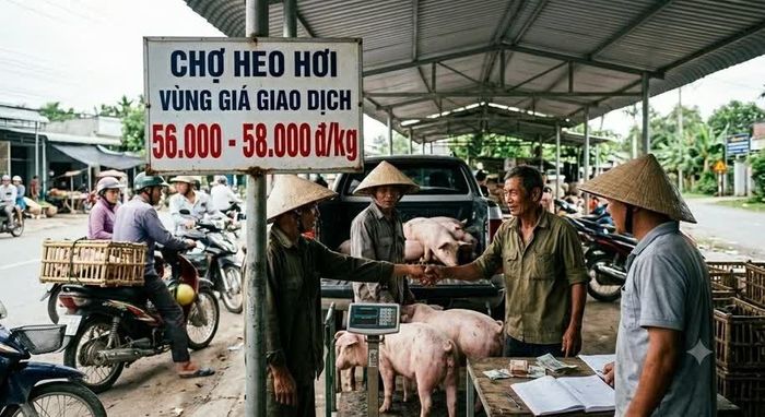 Giá heo hơi hôm nay 29/9, theo ghi nhận mới nhất, thị trường cả nước đang được mua bán với giá trong khoảng 56.000 - 58.000 đồng/kg. (Ảnh do AI tạo)