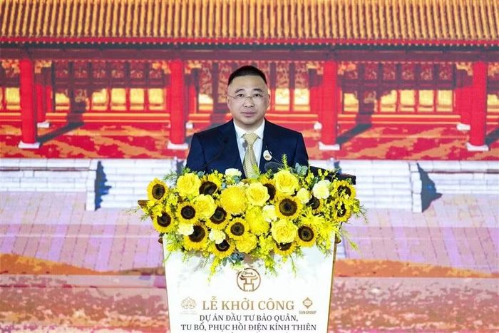 Ông Trần Minh Sơn - Thành viên Hội đồng sáng lập, Phó Chủ tịch Thường trực Hội đồng quản trị Tập đoàn Sun Group, phát biểu tại buổi lễ.