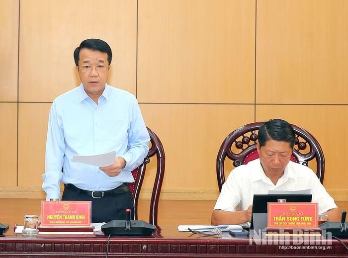 Chủ tịch UBND tỉnh Ninh Bình Nguyễn Thanh Bình phát biểu kết luận hội nghị. Ảnh: Báo Ninh Bình