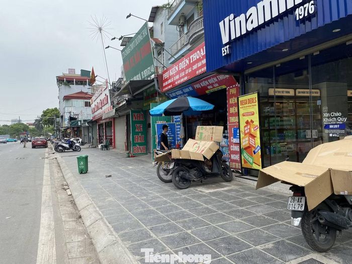 Trên cả tuyến phố, có 2 cây xanh rất nhỏ được người dân trồng tạm trên vỉa hè cho "đỡ nhớ" bóng cây xanh.