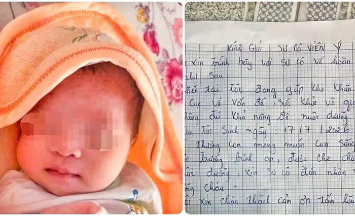 Bé gái khoảng 20 ngày tuổi, kèm bức thư được người dân phát hiện bị bỏ rơi trong thùng giấy trước tịnh thất ở xã Cát Tiến.