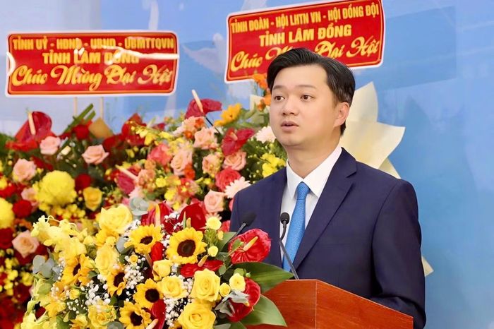 Anh Nguyễn Minh Triết - Bí thư Trung ương Đoàn, Chủ tịch Trung ương Hội Sinh viên Việt Nam phát biểu chỉ đạo tại Đại hội.